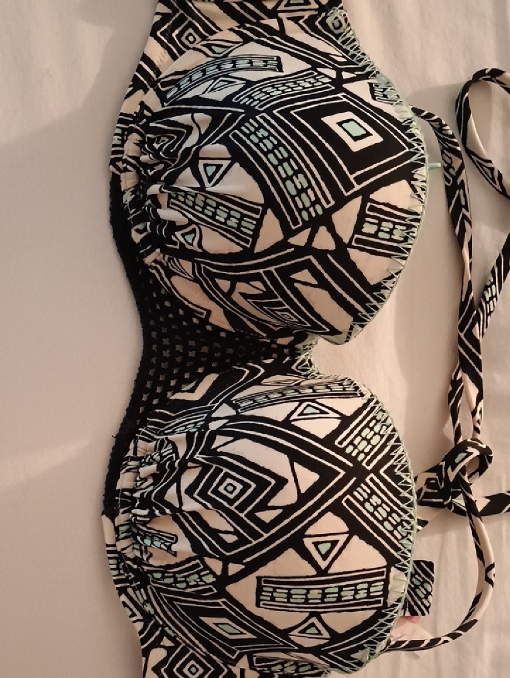 Victoria's Secret Black & Mint Stitch-Trim Bikini Top
